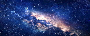 巨幅蓝色宇宙星空背景