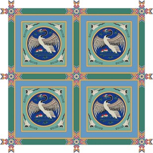 矢量图仙鹤天花彩绘