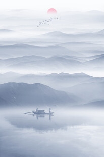 别墅玄关水墨画