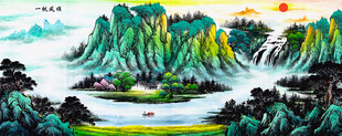 一帆风顺山水画
