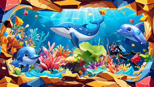  卡通海底世界插画