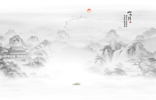 新中式水墨江南背景墙