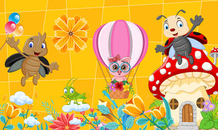 卡通儿童房背景墙