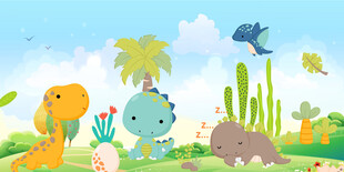 卡通恐龙背景墙