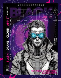 漫画人物赛博朋克未来人物线稿