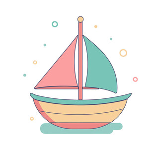 简约扁平化小木船帆船