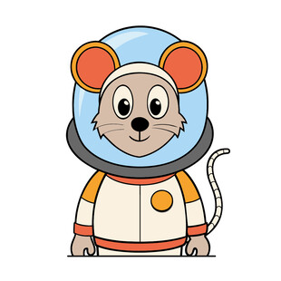 简约动物歘宇航服老鼠