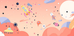 卡通太空火箭背景