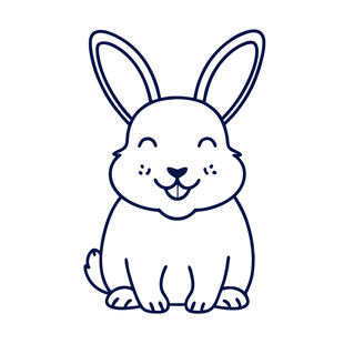 动物可爱线条微笑小兔子