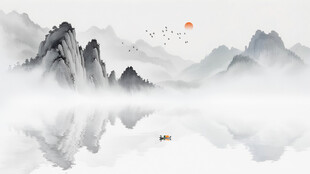 新中式水墨山水画