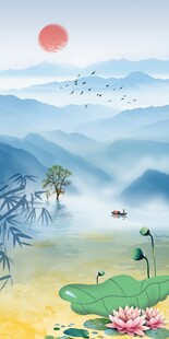 中式意境山水画
