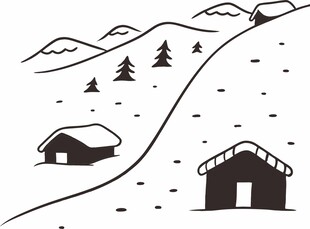 卡通雪村插画
