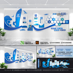 创意帆船企业文化墙