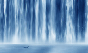 瀑布山水背景墙