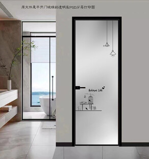 高清分层透明底平开门玻璃打印图