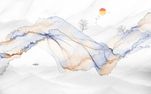 抽象意境山水画背景墙