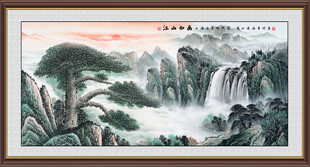 黄色迎客松国画