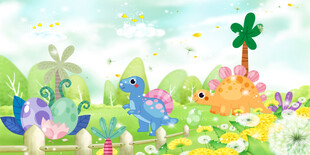 卡通恐龙儿童房背景