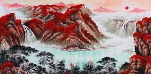 鸿运当头山水画