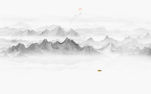 抽象水墨山水画