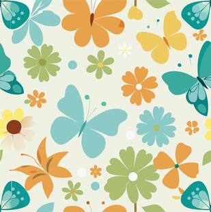 蝴蝶花草碎花图案