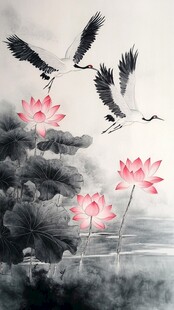 花鳥仙鶴圖 仙鹤图花鸟图素材-仙鹤图花鸟图图片-仙鹤图花鸟图设计模板-昵图网