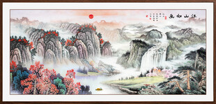 江山如画旭日东升山水画