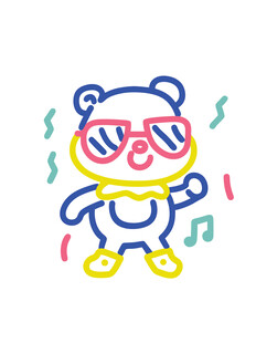 动物简约彩色线条戴墨镜熊猫