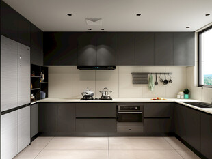 现代简约中古风格厨房餐厅定制柜