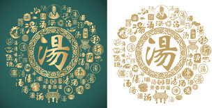 古典汤字书法背景百汤图