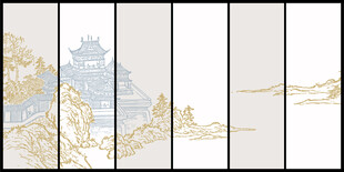 新中式壁纸壁画装饰画