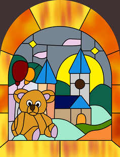 高清分层教堂玻璃打印图