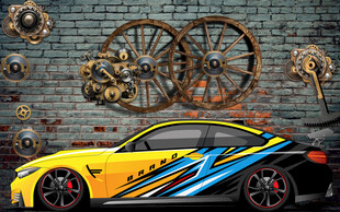 跑车机车背景墙