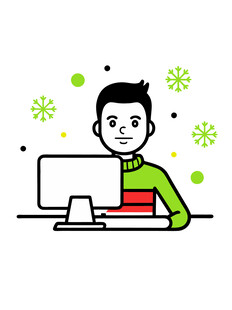 人物简约电脑前工作的男孩