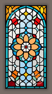 教堂蒂凡尼彩色玻璃花窗贴膜图案