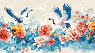 花鸟仙鹤背景素材-花鸟仙鹤背景图片-花鸟仙鹤背景设计模板-昵图网