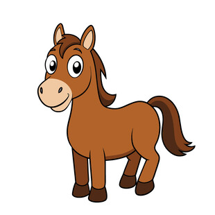 矢量动物可爱棕色小马