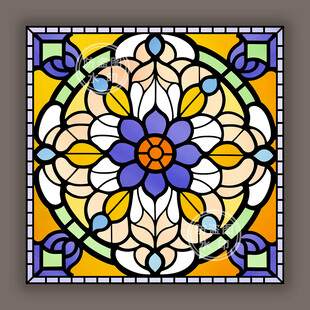 吊顶穹顶教堂蒂凡尼彩色玻璃图案