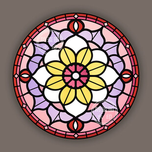 教堂蒂凡尼彩绘圆形艺术玻璃图案