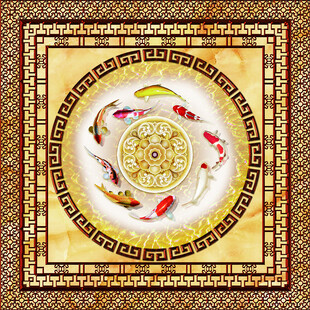 中式花格九鱼图