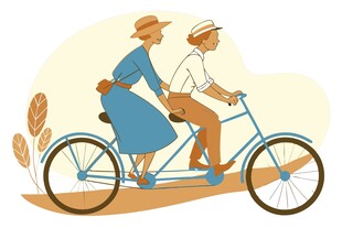 复古骑自行车的情侣