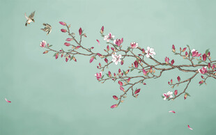 新中式玉兰工笔花鸟背景墙装饰画