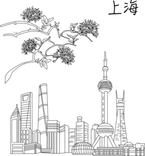 上海 地标 矢量图