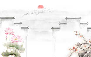 新中式水墨江南背景墙