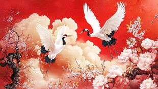 仙鹤图花鸟图素材-仙鹤图花鸟图图片-仙鹤图花鸟图设计模板-昵图网