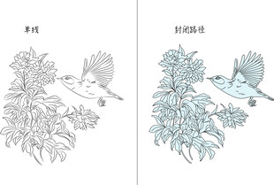 花与鸟 矢量图