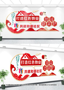 红色物业文化墙