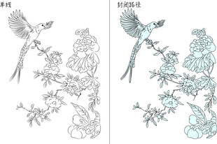 花与鸟 矢量图