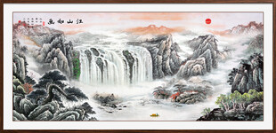 富水长流国画山水