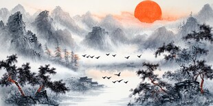 旭日仙鹤图素材-旭日仙鹤图图片-旭日仙鹤图设计模板-昵图网